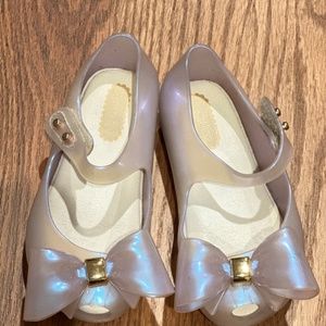Mini Melissa Baby Shoes with Bow - Pearl and Gold